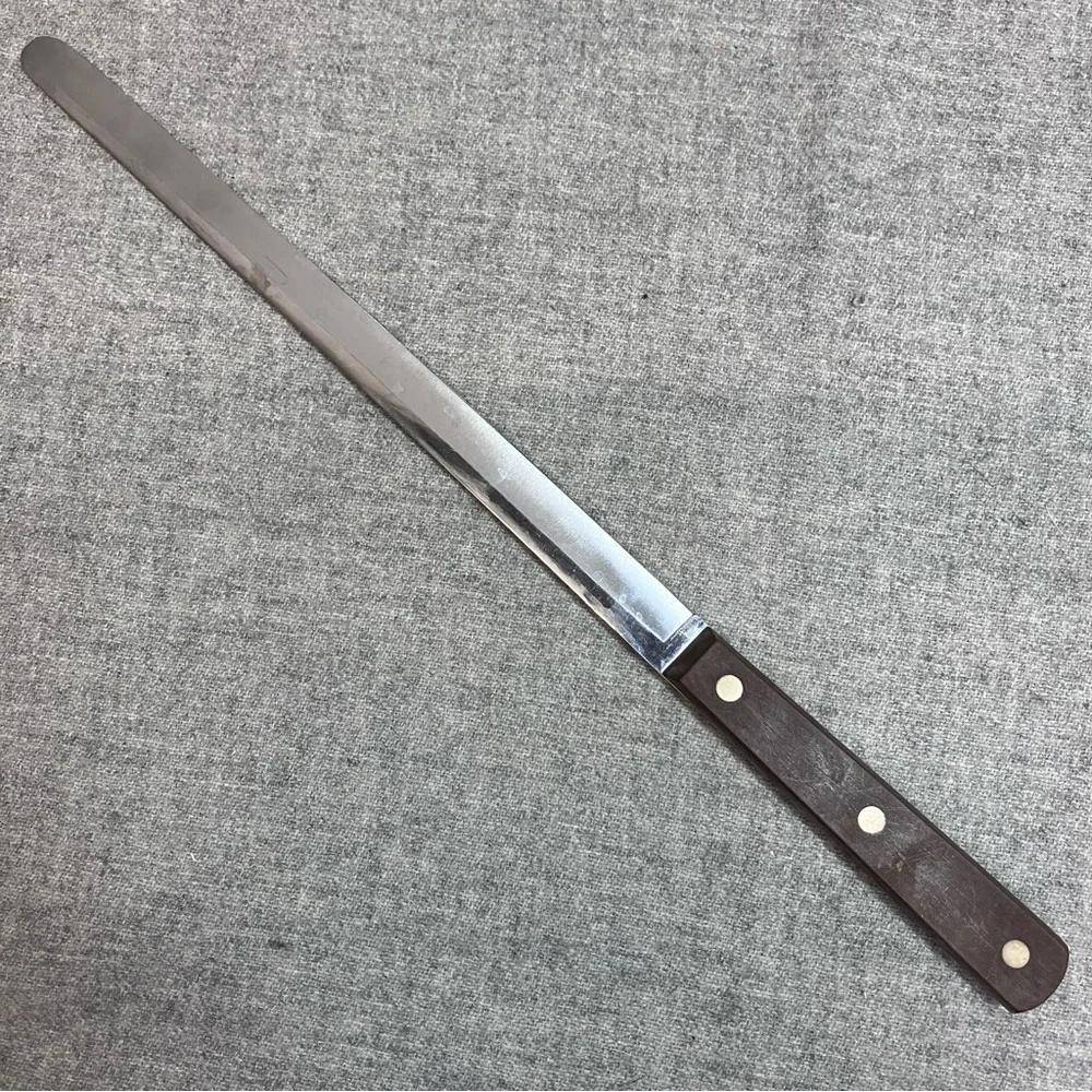 Vintage CUTCO 34 Model No. 2147079 Slicing Knife Kitchen Wood Brown Handle USA